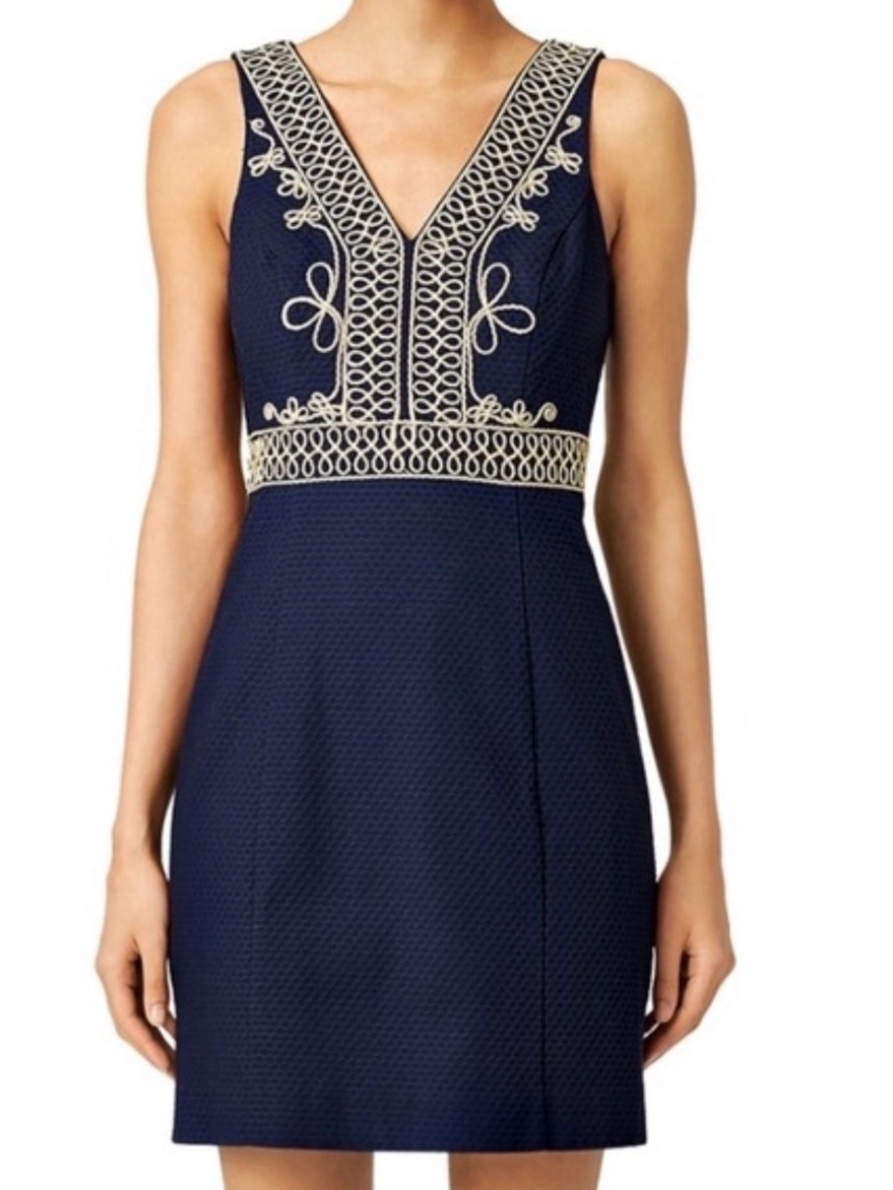 Lilly Pulitzer navy gold Aveline shift cotton dress women’s size 4 s small